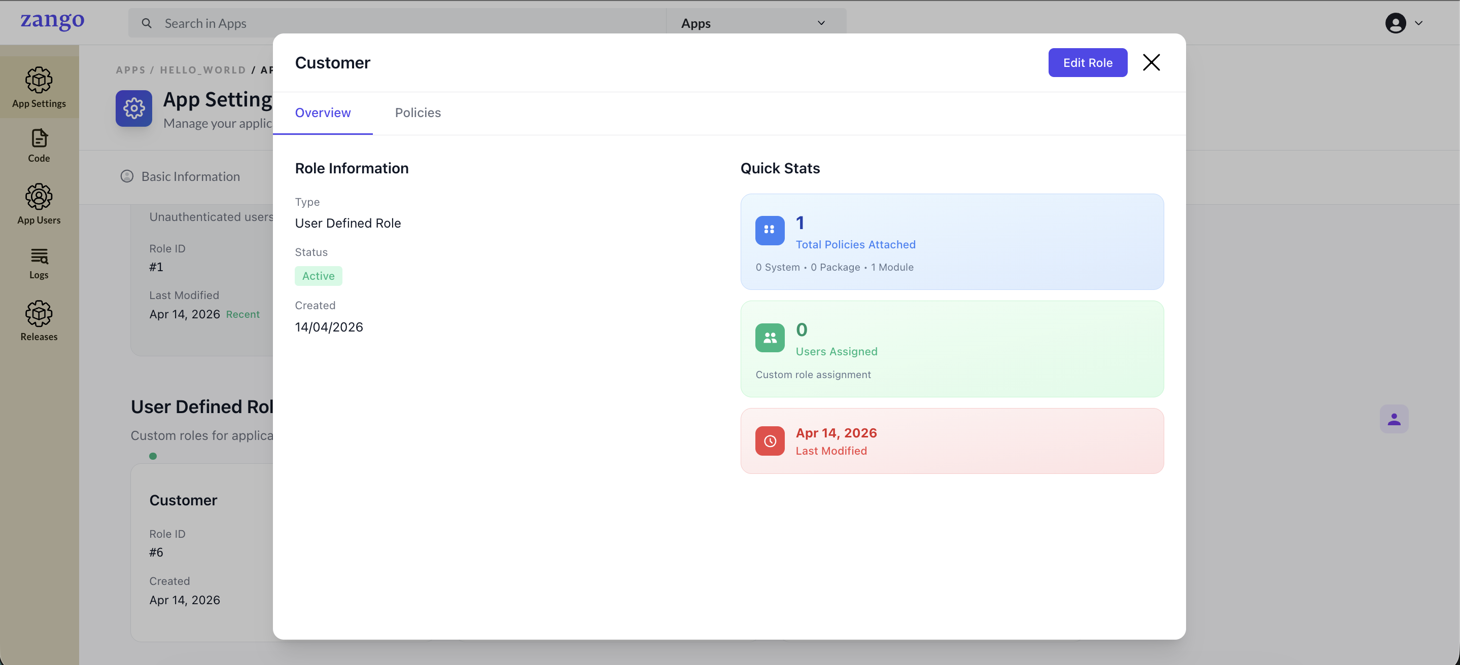 Assigning Policies to User Role 1