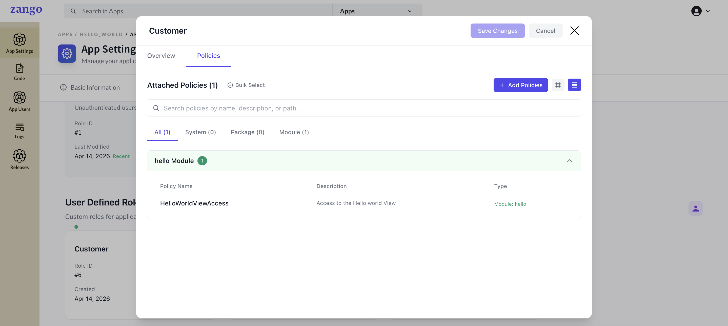 Assigning Policies to User Role 3