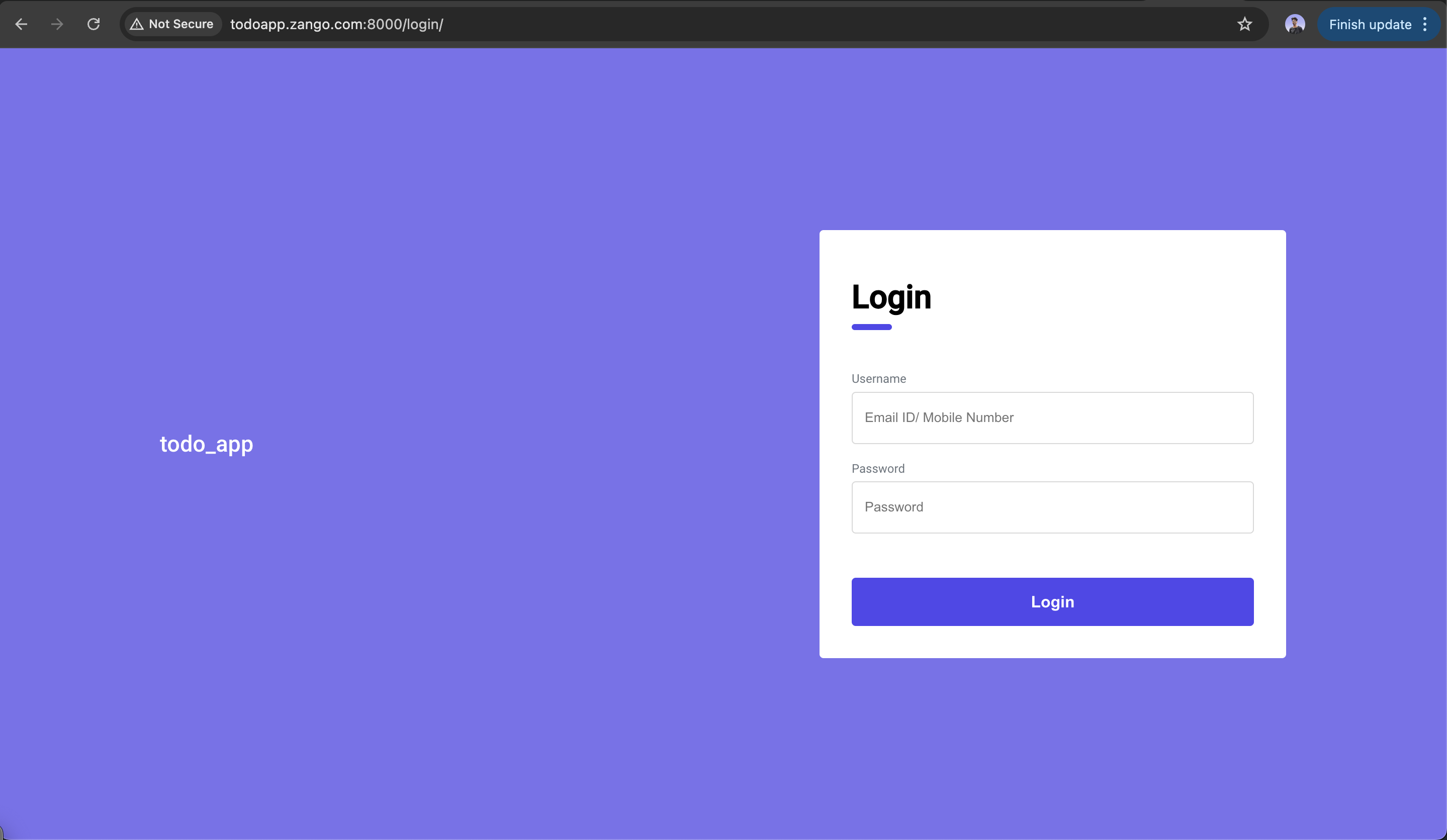 Todo app login